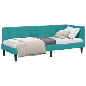 vidaXL Kotna postelja Turkizna 80 x 200 cm Žamet