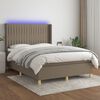 vidaXL Box spring postelja z vzmetnico LED taupe 140x190 cm blago