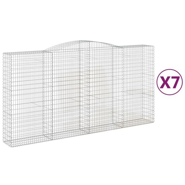 vidaXL Obokane gabion ko&scaron;are 7 kosa 400x50x200/220 cm pocinkano železo