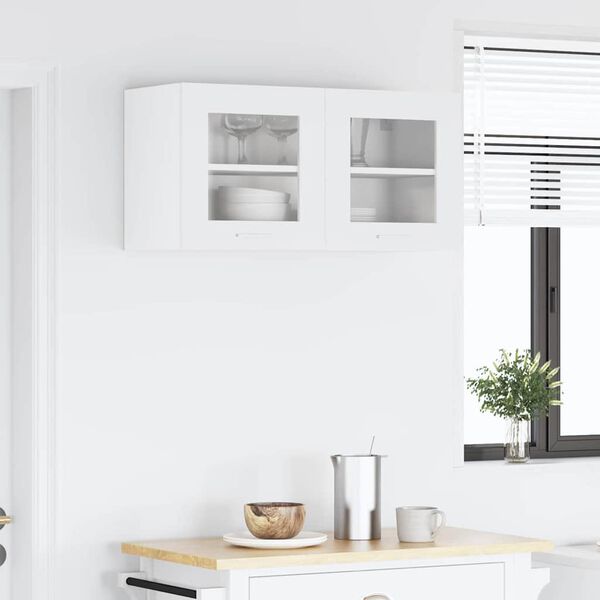 vidaXL Viseča omarica z vrati Bela 80 x 31 x 40 cm Konstruiran les