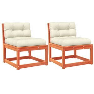 vidaXL Vrtni kavč z blazino 2 kosa voščeno rjava trdna borovina