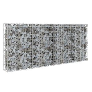 vidaXL Gabionska stena s pokrovi iz pocinkanega jekla 200x20x85 cm
