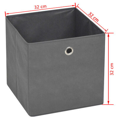 vidaXL Škatle za shranjevanje 4 kosi netkano blago 32x32x32 cm sive