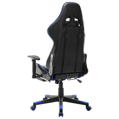 vidaXL Gaming stol z oporo za noge črno in modro umetno usnje