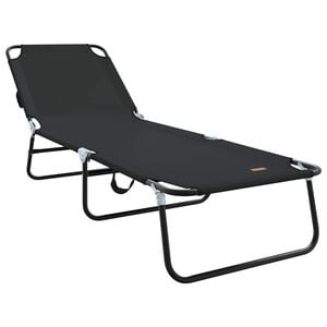 vidaXL Zložljiv ležalnik Črna 188 x 57 x 86,5 cm Poliester