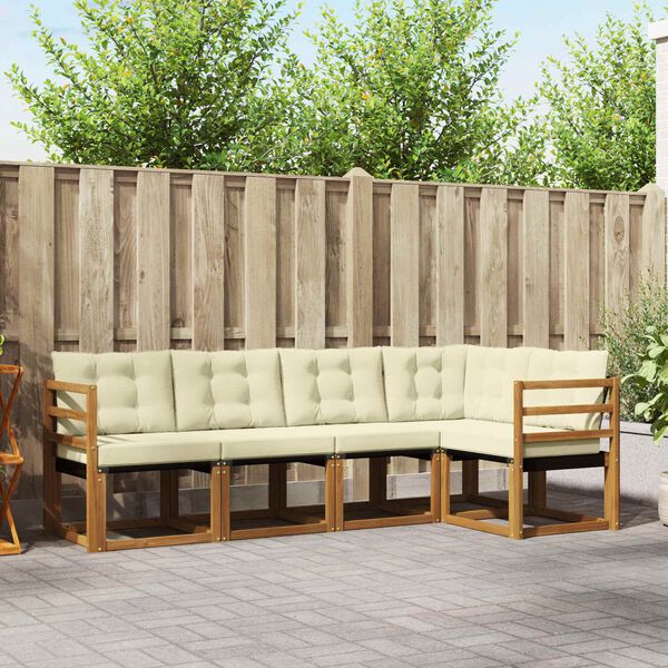 vidaXL Zunanja garnitura za sedenje z blazino 5 pcs Naravna in črna