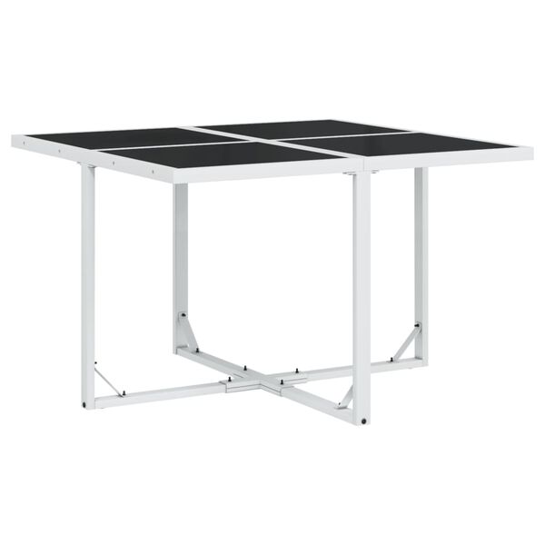 vidaXL Vrtna jedilna garnitura 9-delna z blazinami bel tekstilen