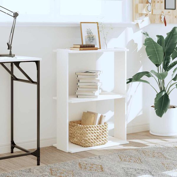 vidaXL Knjižna omara 3-nadstropna bela 60x30x80 cm inž. les