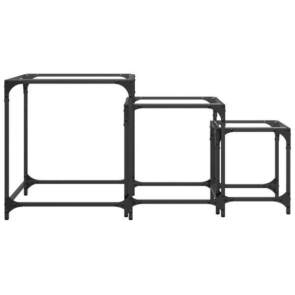 vidaXL Klubske mizice 3 kosi s prozorno stekleno povr&scaron;ino jeklo