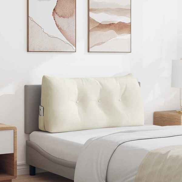 vidaXL Poglavni vzglavnik krema 100 x 24 x 50 cm Žamet