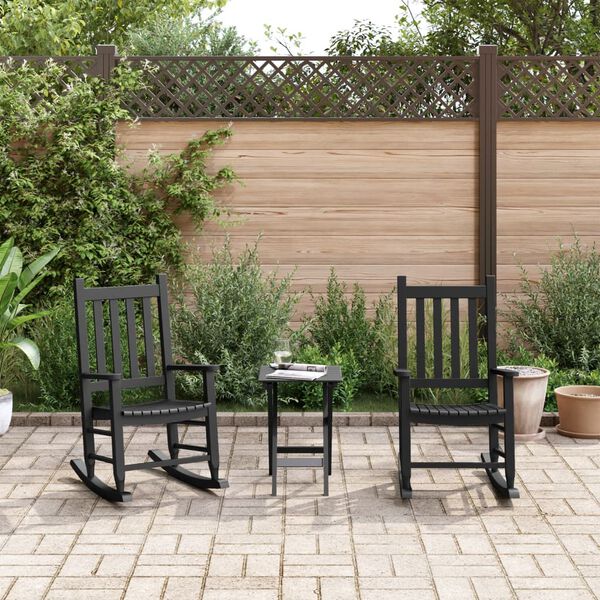 vidaXL Otro&scaron;ki gugalni stol 2 kosa črn trdna topolovina