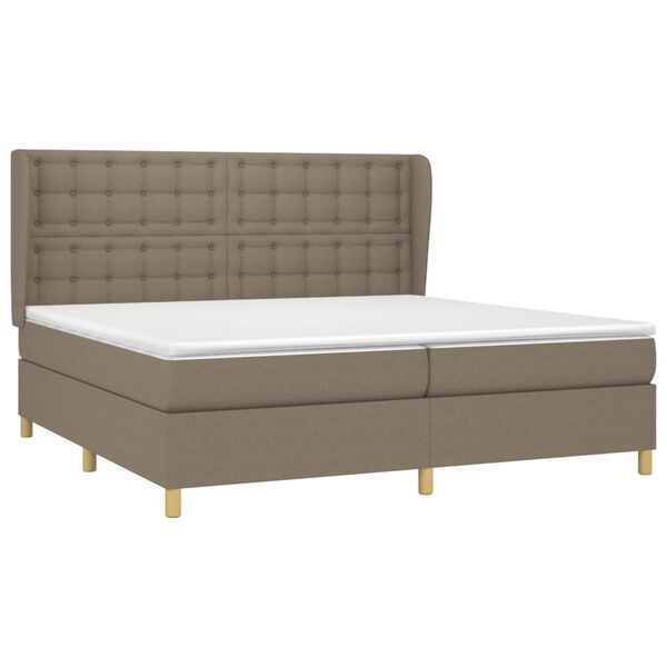 vidaXL Box spring postelja z vzmetnico taupe 200x200 cm blago