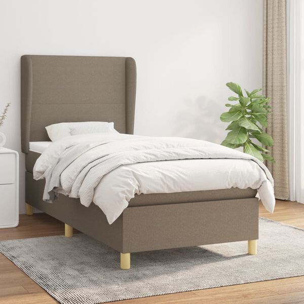 vidaXL Box spring postelja z vzmetnico taupe 80x200 cm blago