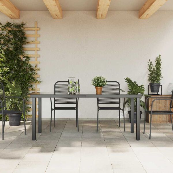 vidaXL Vrtna miza črna 190x90x74 cm aluminij in steklo