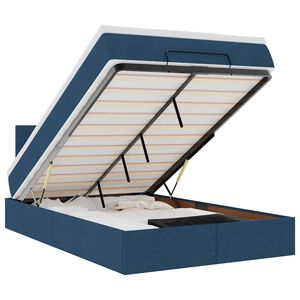 vidaXL Otomanski posteljni okvir z vzmetnico moder 120x190 cm blago