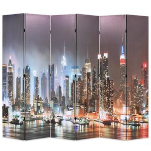 vidaXL Zložljiv paravan 228x170 cm New York ponoči