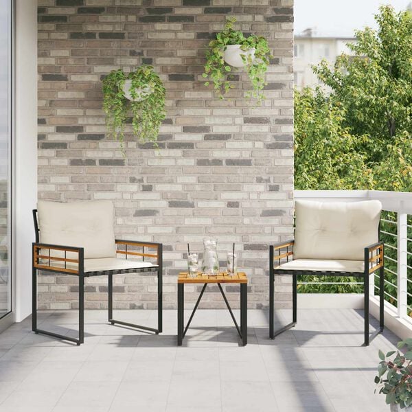 vidaXL Zunanji pohištveni set z blazino 3 pcs krema