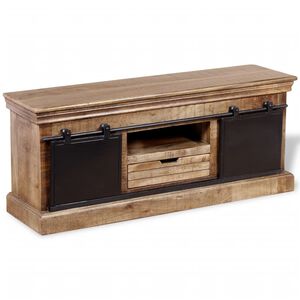 vidaXL TV Omarica z 2 Drsnimi Vrati Masiven Les Manga 110x30x45 cm
