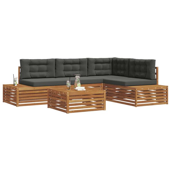 vidaXL Zunanja garnitura za sedenje 5 Kos Naravna in antracitna