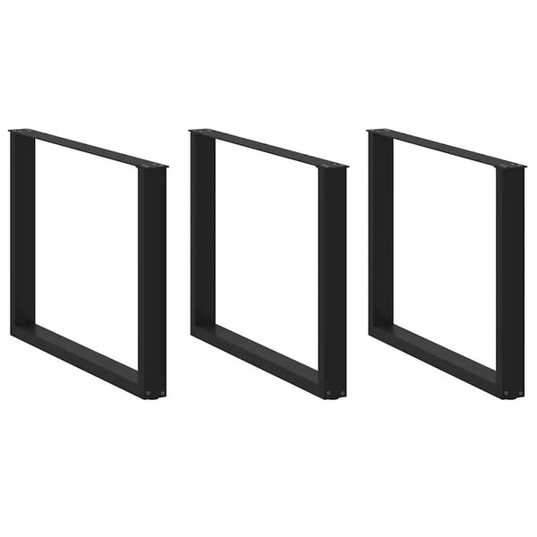 vidaXL Noge za jedilno mizo v obliki ?rke U, 3 kosa, ?rne, 100 x (72-73) cm, jeklo