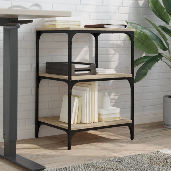 vidaXL Stojalo za tiskalnik 3-nadstropno sonoma hrast 50x41x75 cm les