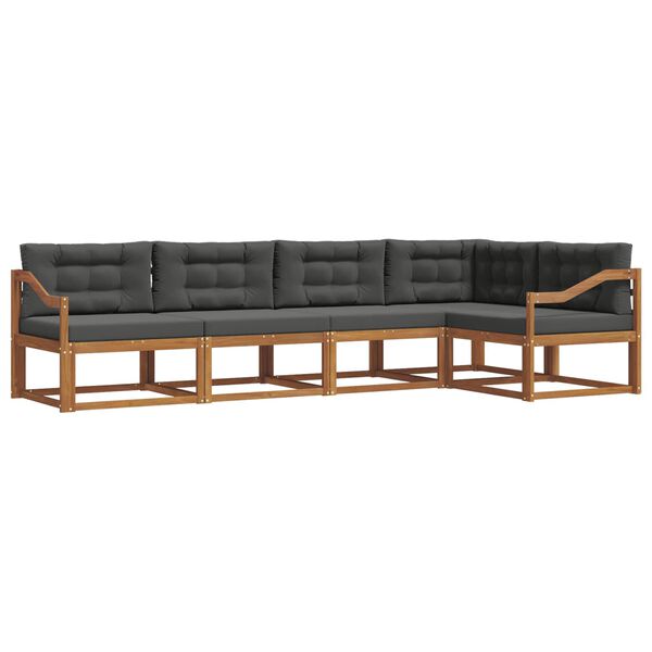 vidaXL Zunanja garnitura za sedenje 5 pcs Naravna in antracitna