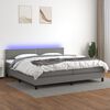 vidaXL Box spring postelja z vzmetnico LED temno siva 200x200 cm blago