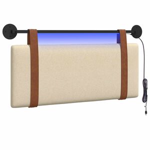 vidaXL Viseče vzglavje postelje Z LED svetlobo Krem Antikni PU
