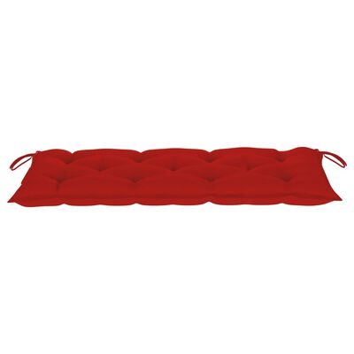 vidaXL Vrtna klop z rdečo blazino 120 cm trdna tikovina