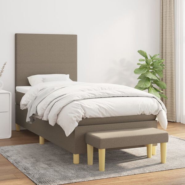 vidaXL Box spring postelja z vzmetnico taupe 100x200 cm blago