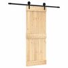 vidaXL Drsna vrata Naravna in črna 80 x 210 cm Masiven borov les