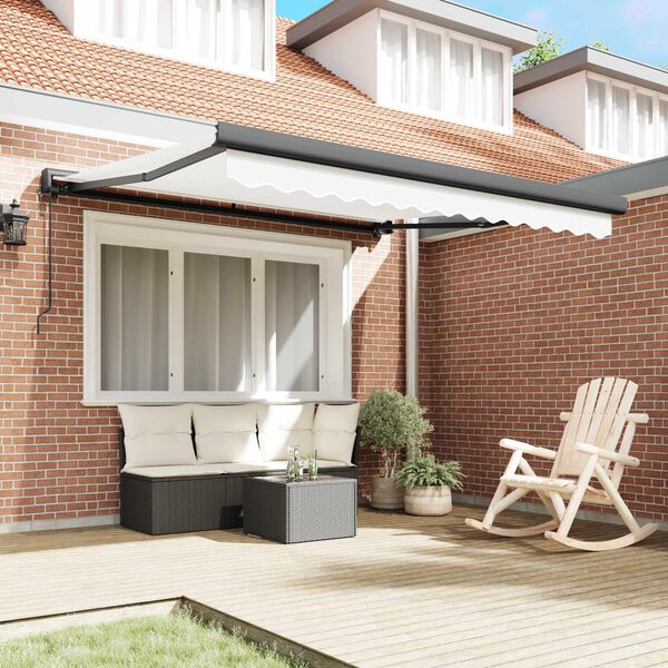 vidaXL Senčnik Bela 350 x 250 x 165 cm Poliester in aluminij