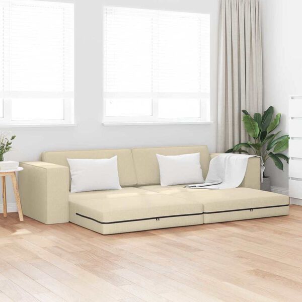 vidaXL Sofa postelja krema 245 x 78 x 77 cm blago