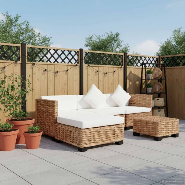 vidaXL Sedežna garnitura 14-delna iz naravnega ratana