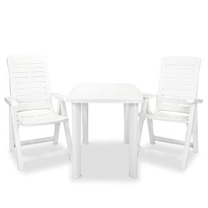 vidaXL Bistro garnitura 3-delna plastika bela