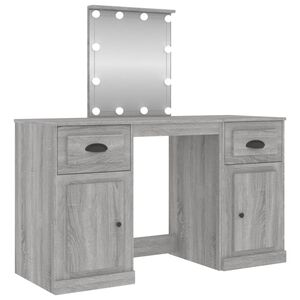vidaXL Toaletna mizica z ogledalom siva sonoma 130x50x132,5 cm