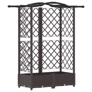 vidaXL Dvignjeno leži&scaron;če s trellisom in streho Rjava 124 x 40 x 123 cm
