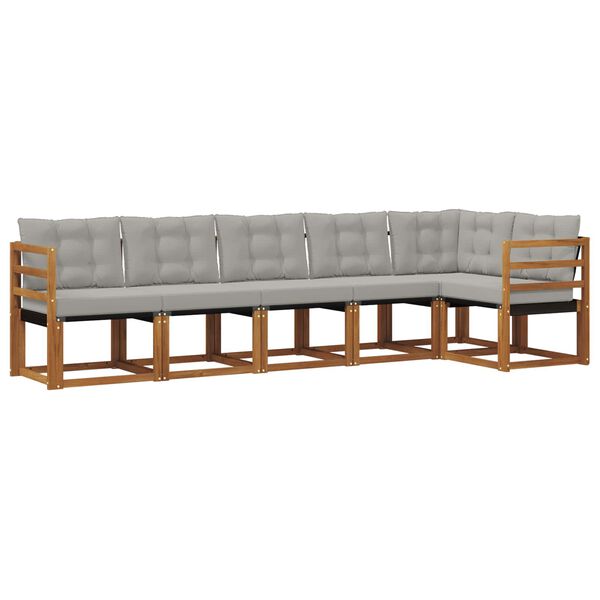 vidaXL Zunanja garnitura za sedenje 6 pcs Naravna in svetlo siva