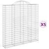 vidaXL Obokane gabion ko&scaron;are 5 kosa 200x30x200/220 cm pocinkano železo