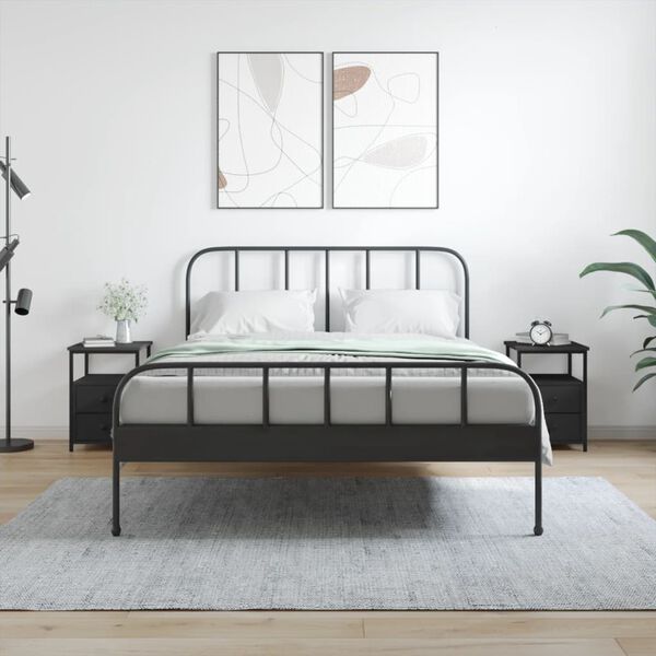 vidaXL Nočna omarica 2 kosa črna 34x35,5x50 cm inženirski les