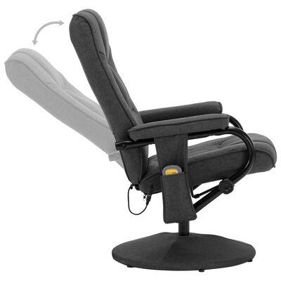vidaXL Masažni fotelj s stolčkom za noge temno sivo blago