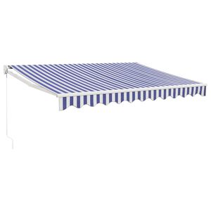 vidaXL Zložljiva tenda modra in bela 3x2,5 m blago in aluminij