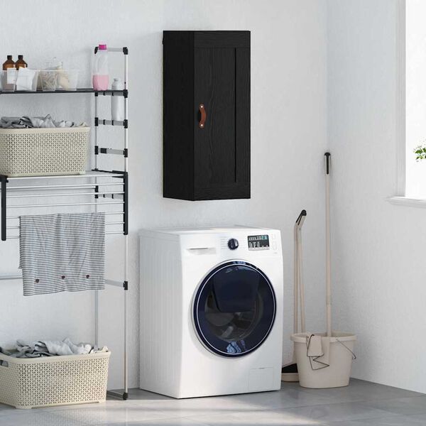 vidaXL Stenska omara Črna Orehovina 34,5 x 34 x 90 cm Konstruiran les