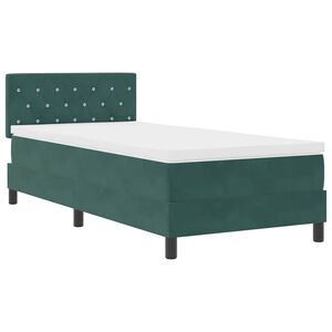 vidaXL LED Box Spring Postelja z LED Temno zelena 90 x 190 cm Žamet