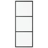 vidaXL Drsna vrata z opremo ESG steklo in aluminij 76x205 cm