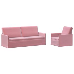 vidaXL Kavčna garnitura 2 pcs Roza Žamet