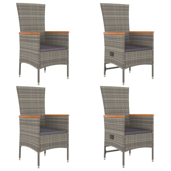 vidaXL Vrtna jedilna garnitura 5-delna z blazinami siv poli ratan