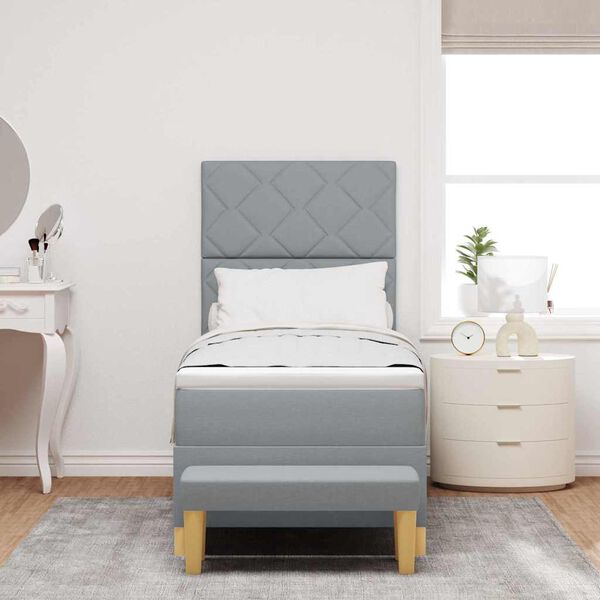 vidaXL Postelja z vzmetnico z vzmetnico Svetlo siva 80 x 200 cm blago