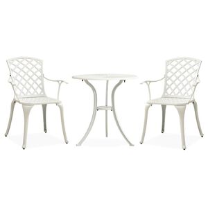 vidaXL Bistro garnitura 3-delna liti aluminij bela
