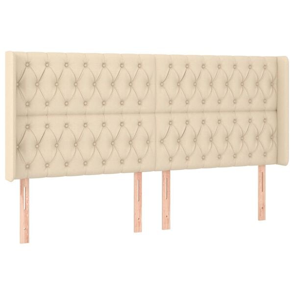 vidaXL Vzglavje z u&scaron;esi krem 183x16x118/128 cm blago